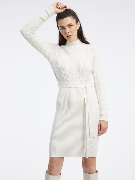 Orsay Cremefarbenes Damen-Pulloverkleid ORSAY