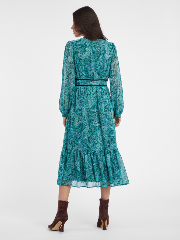 Orsay Türkisfarbener gemusterter Damen-Midi ORSAY