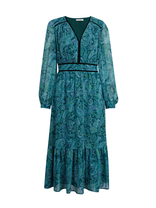 Orsay Türkisfarbener gemusterter Damen-Midi ORSAY