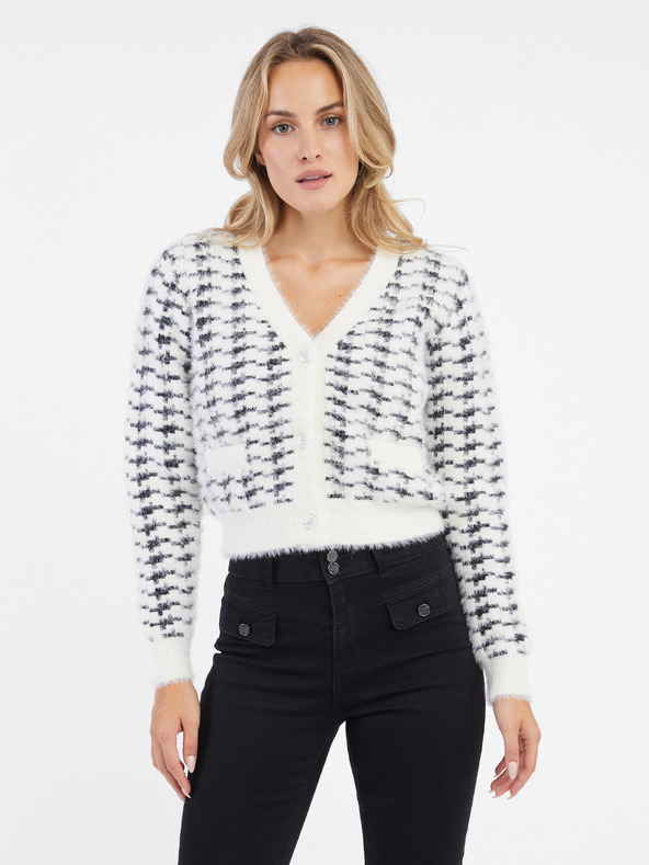 Orsay Schwarz-weiß gemusterte Damen-Strickjacke ORSAY