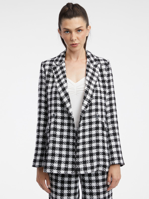 Orsay Weiß-schwarz karierte Damenjacke ORSAY