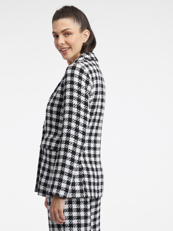 Orsay Weiß-schwarz karierte Damenjacke ORSAY