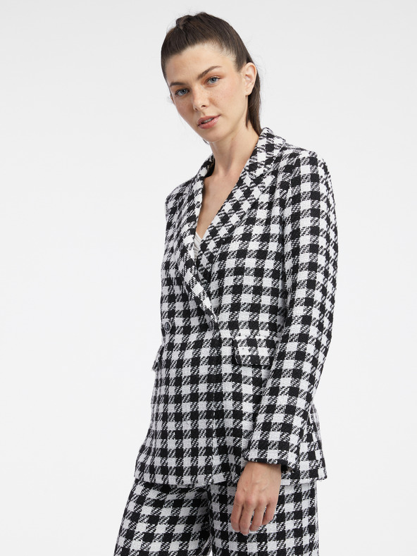 Orsay Weiß-schwarz karierte Damenjacke ORSAY