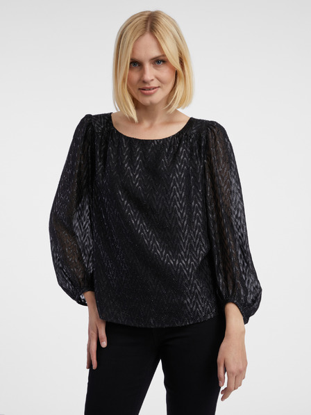 Orsay Schwarze gemusterte Damenbluse ORSAY