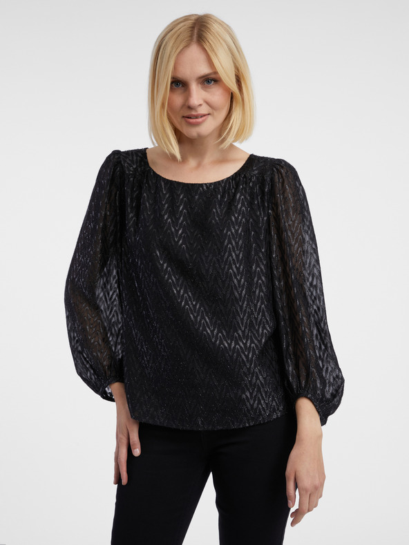 Orsay Schwarze gemusterte Damenbluse ORSAY