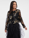 Orsay Schwarze gemusterte Damenbluse mit Pailletten ORSAY