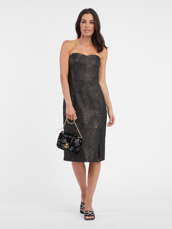 Orsay Schwarzes gemustertes Damen Etuikleid ORSAY