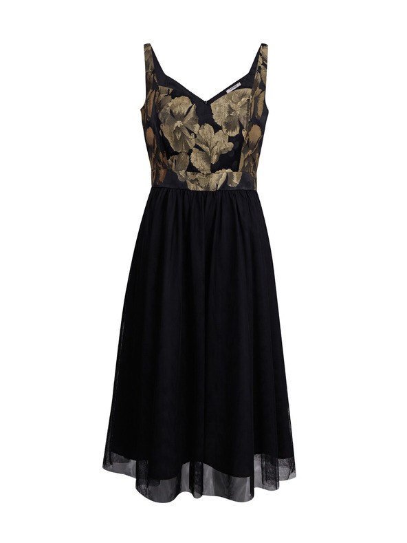 Orsay Gold-schwarzes geblümtes Damenkleid ORSAY