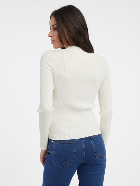 Orsay Cremefarbener leichter Damenpullover mit Spitze ORSAY