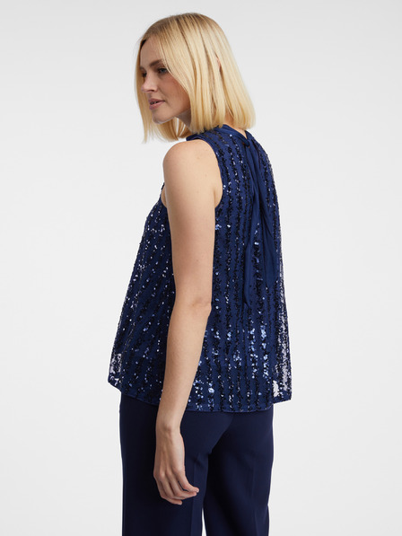 Orsay Dunkelblaue Damenbluse mit Pailletten ORSAY