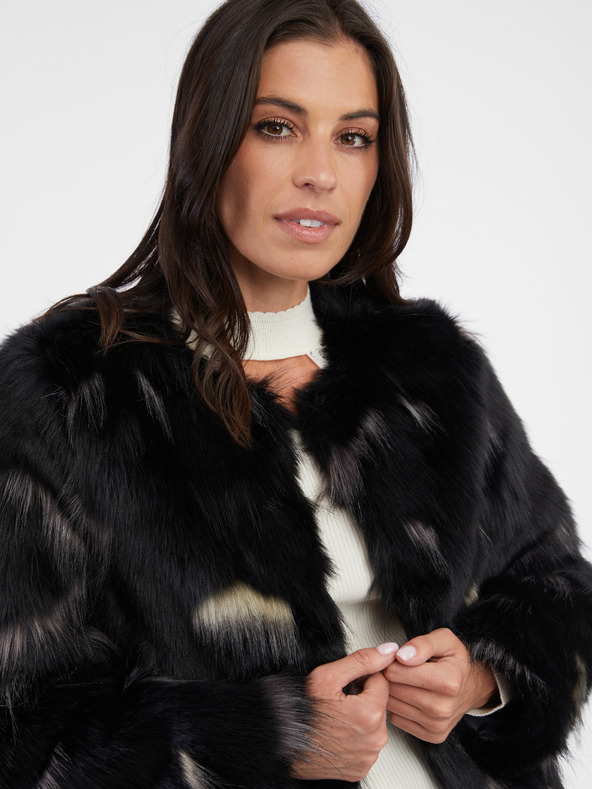 Orsay Schwarzer Damen-Kunstpelzmantel ORSAY