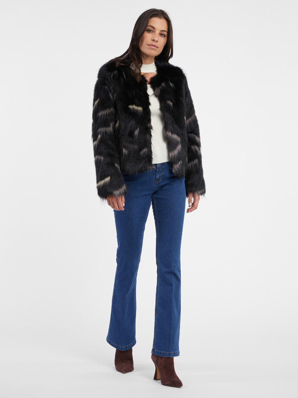 Orsay Schwarzer Damen-Kunstpelzmantel ORSAY