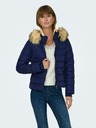 ONLY Dunkelblaue Damen-Steppjacke mit Kunstpelz ONLY New Camilla