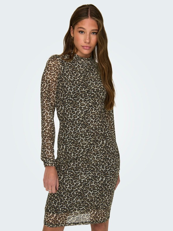 ONLY Braunes gemustertes Damen Etuikleid ONLY Erica