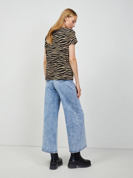 Orsay Beige-schwarzes T-Shirt mit Tiermuster ORSAY