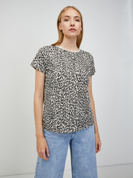 Orsay Beigefarbenes T-Shirt mit Tiermuster ORSAY