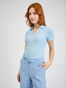 Orsay Hellblaues Damen-Ripp-Poloshirt ORSAY