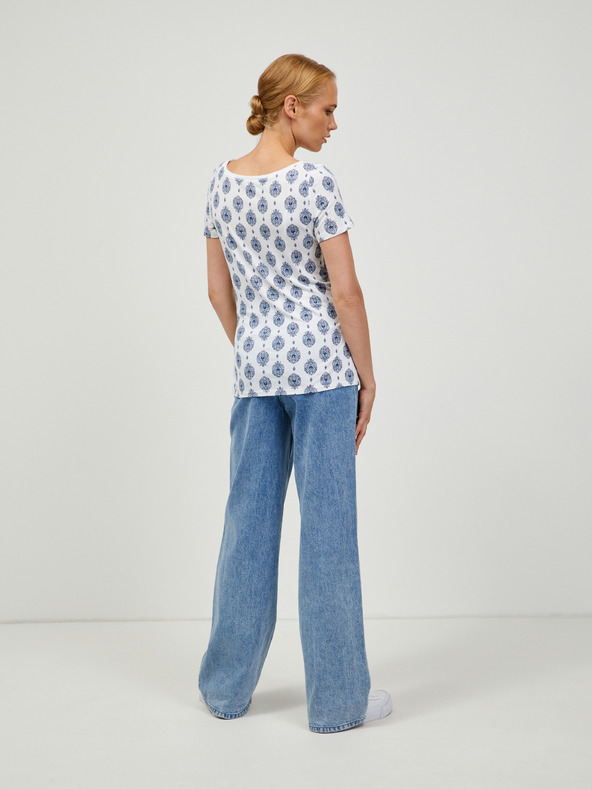 Orsay Blau-weißes gemustertes T-Shirt ORSAY