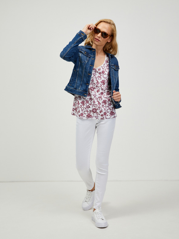 Orsay Wein-weiß gemustertes T-Shirt ORSAY