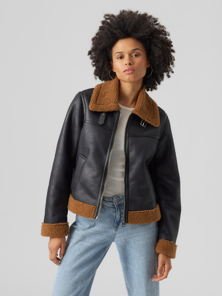 Vero Moda Braun und schwarz VERO MODA Manhattan Damen Lederjacke