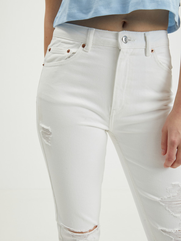 TALLY WEiJL Weiße Slim Fit-Jeans mit Rippeffekt TALLY WEiJL
