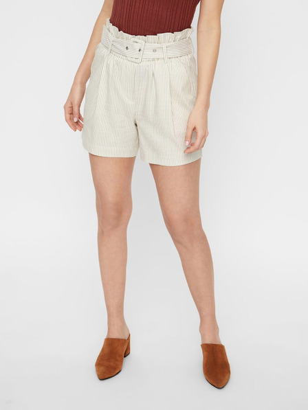 Vero Moda Beige gestreifte Shorts mit hoher Taille VERO MODA Gally