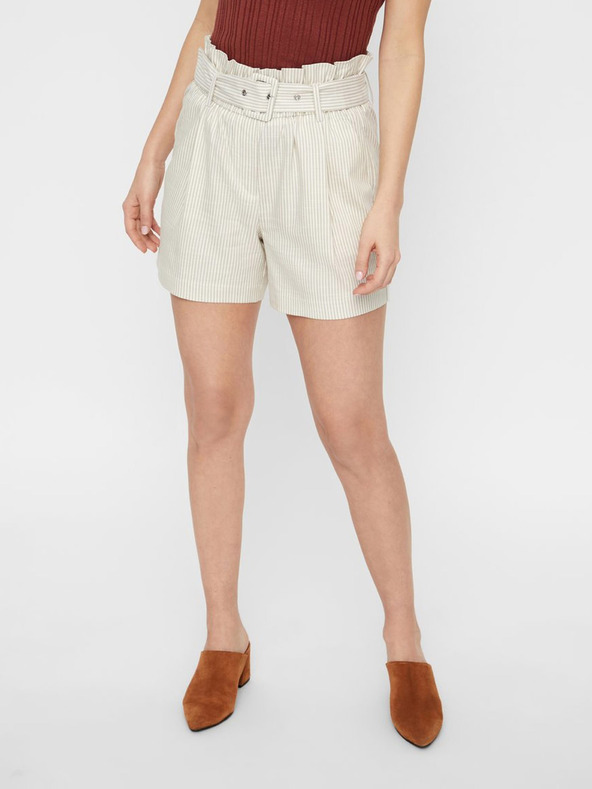 Vero Moda Beige gestreifte Shorts mit hoher Taille VERO MODA Gally