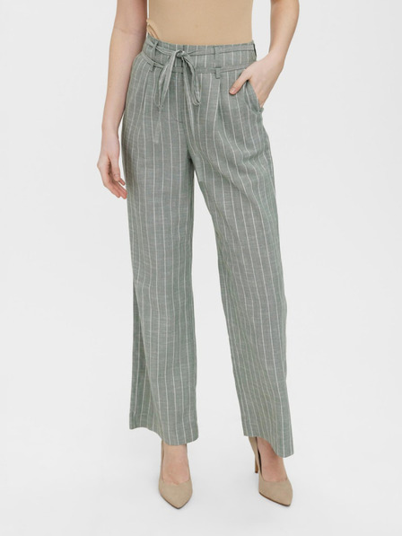 Vero Moda Hellgrün gestreifte Hose mit weitem Bein VERO MODA Serena