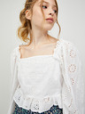Vero Moda Weiße perforierte Schnittbluse mit Ballonärmeln VERO MODA Naima