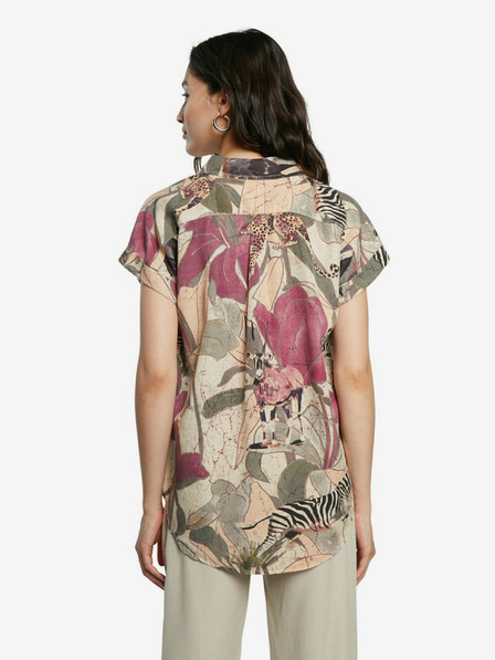 Desigual Beigefarbenes Desigual Cam Etnican Gemustertes Damenhemd