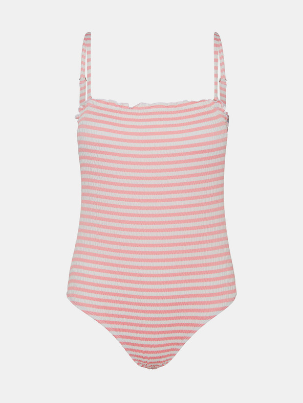 Vero Moda Weiß und rosa gestreifter einteiliger Badeanzug VERO MODA Emily