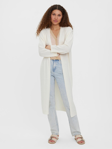 Vero Moda Cremefarbene lange Strickjacke VERO MODA Uzuri