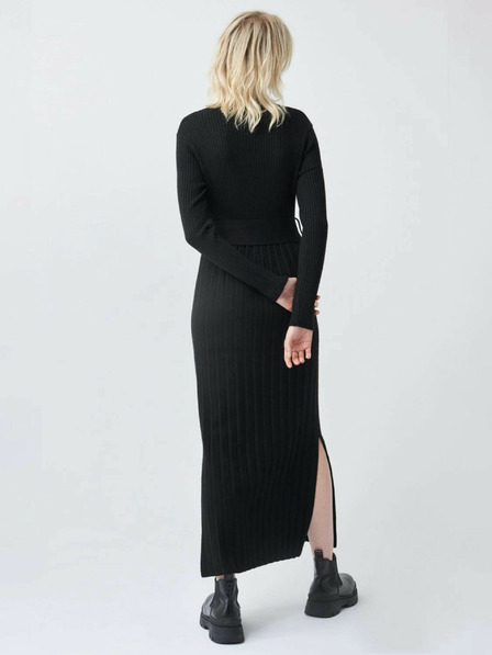 Salsa Jeans Schwarzes langes Stretch-Strickkleid für Damen Salsa Jeans