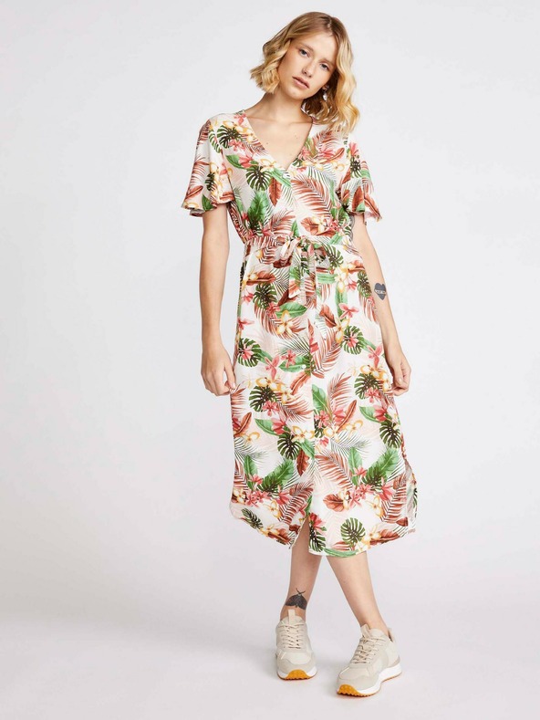 Vero Moda Cremefarbenes geblümtes Kleid VERO MODA Simply
