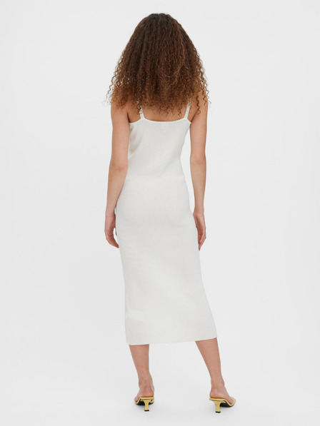 Vero Moda Cremefarbenes geripptes Midikleid mit Trägern VERO MODA Uzuri