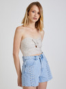 TALLY WEiJL Beigefarbenes gestreiftes Damen-Cropped-Top TALLY WEiJL