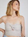 TALLY WEiJL Beigefarbenes gestreiftes Damen-Cropped-Top TALLY WEiJL