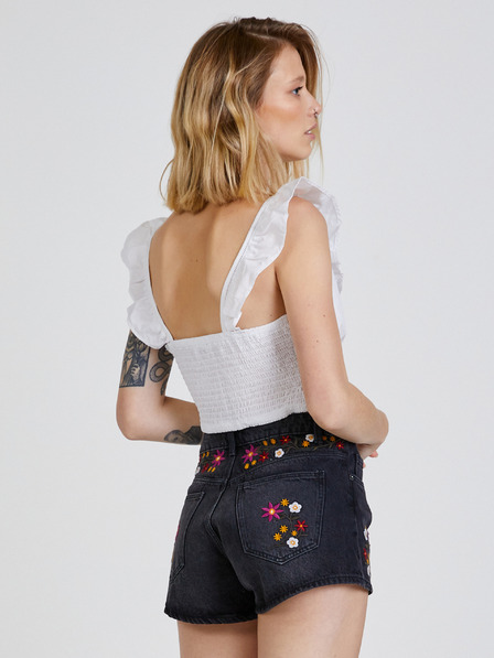 TALLY WEiJL Weißes Damen-Cropped-Top mit Rüschen TALLY WEiJL