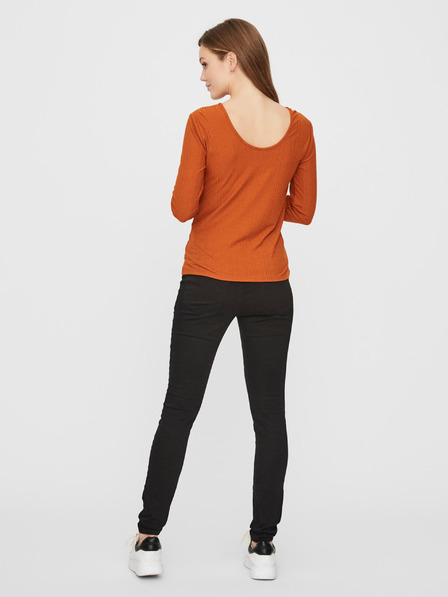 Vero Moda Braunes geripptes T-Shirt VERO MODA Ketti