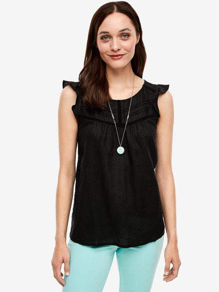 s.Oliver Schwarzes Damen Leinen Top s.Oliver