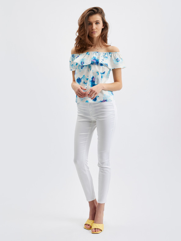 Orsay Blau-weiß geblümte Damenbluse ORSAY