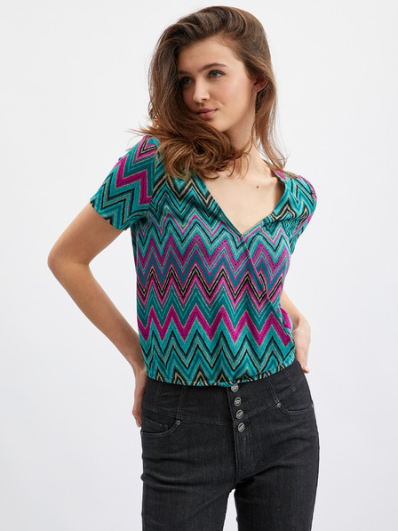 Orsay Rosa und grün gemustertes Damen-Shirt ORSAY