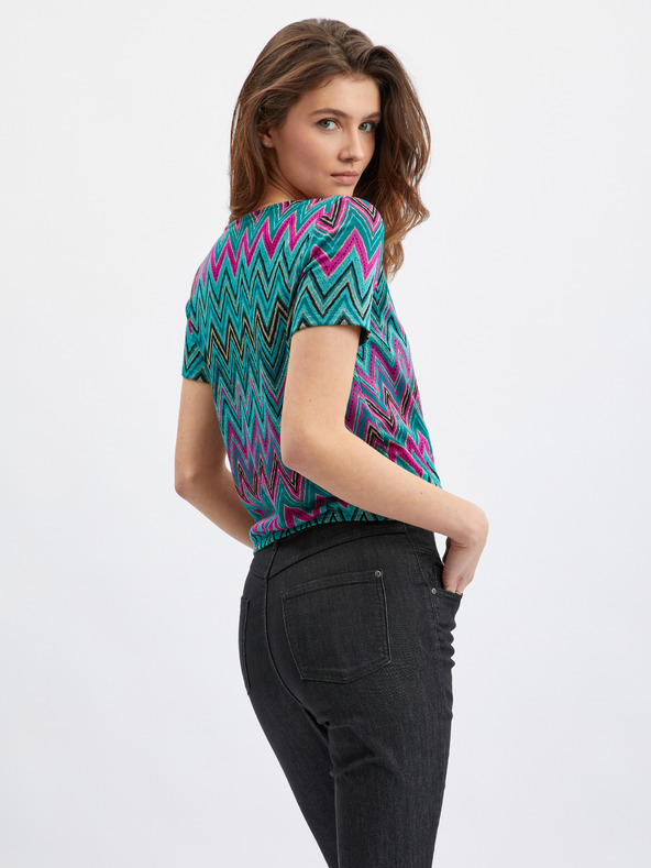 Orsay Rosa und grün gemustertes Damen-Shirt ORSAY