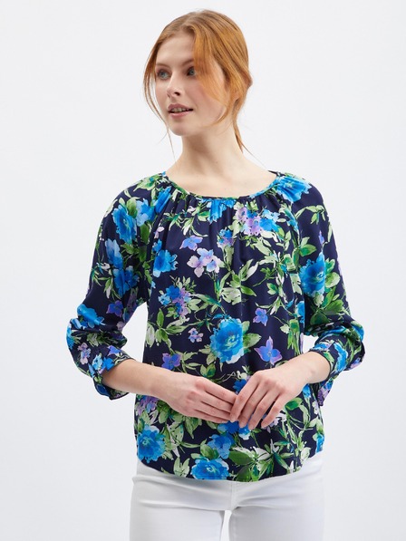 Orsay Dunkelblaue Bluse mit Blumenmuster ORSAY