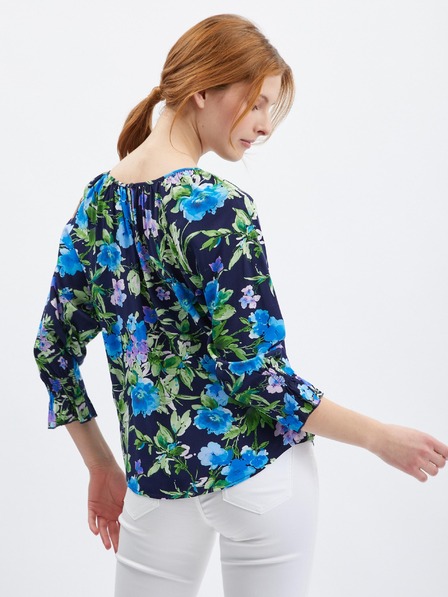 Orsay Dunkelblaue Bluse mit Blumenmuster ORSAY