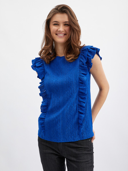 Orsay Blaues Damenshirt mit Rüsche ORSAY