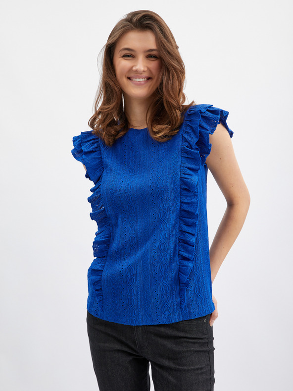 Orsay Blaues Damenshirt mit Rüsche ORSAY