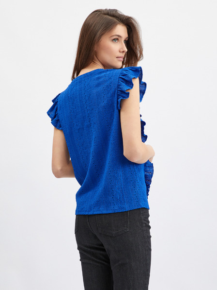 Orsay Blaues Damenshirt mit Rüsche ORSAY