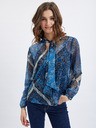 Orsay Dunkelblaue gemusterte Damenbluse ORSAY
