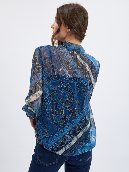 Orsay Dunkelblaue gemusterte Damenbluse ORSAY